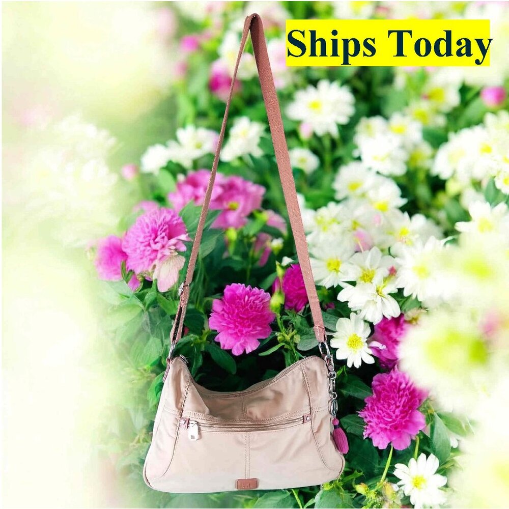 The Sak 100% Nylon Beige Purse Shoulder Crossbody Bag 11424